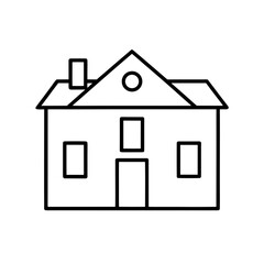 Illustration of a simple house with chimney and roof on transparent background