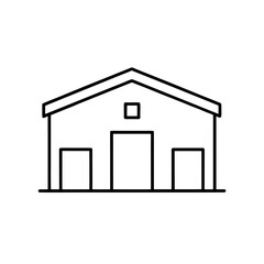Outline illustration of a building with three doors on transparent background