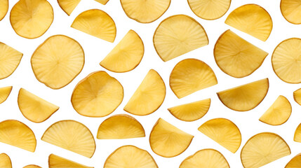 Potato chips isolated on white background