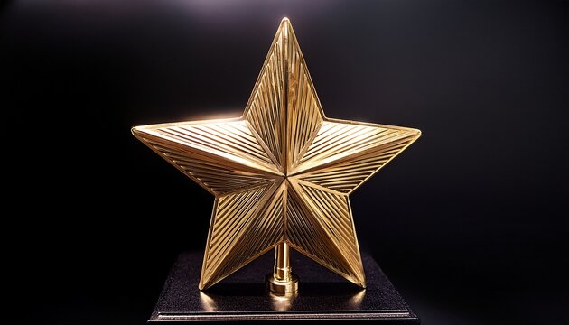 Golden Star Trophy On A Black Base Ideal For Celebrating Achievements In Various Events Or Recognizing Excellence In Competitions