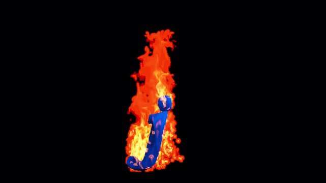 Blue Letter j Burning on Alpha Channel

3d rendering bright flames engulf the blue letter j on transparent background
