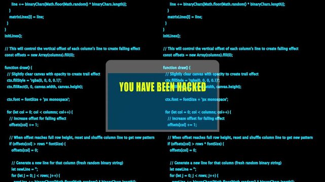 you have been hacked warning and check payment for decrypt system files concept with binary code background

