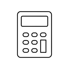 Illustration of a simple outline drawing calculator on transparent background