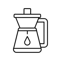 Outline illustration of a coffee maker with a drop on transparent background