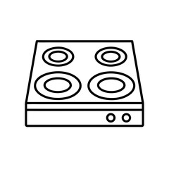 Illustration of a stove top with four burner rings on transparent background