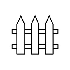 Illustration of a simple picket fence in outline style on transparent background