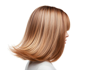 Fototapeta premium Beautiful young woman with a bob haircut on a transparent background