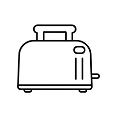 Illustration of a simple outline drawing of a toaster on transparent background