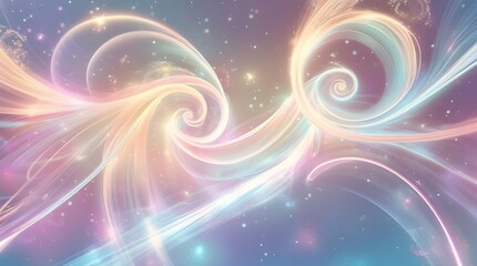 Abstract swirling cosmic energy with shimmering light and stars