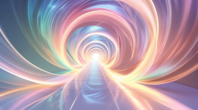 Abstract glowing tunnel of light with swirling colorful energy patterns
