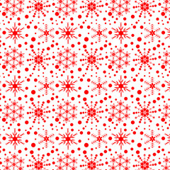 Pattern con fiocchi di neve rossi, illustrazione vettoriale