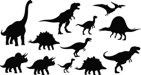 Tyrannosaurus, Triceratops, Brontosaurus, and Pterodactyl Extinct Animal Collection for Design Projects. © Asha Creatives