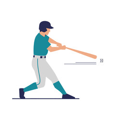 Obraz premium Baseball player swinging a bat during a game, depicted in a minimalist flat design style