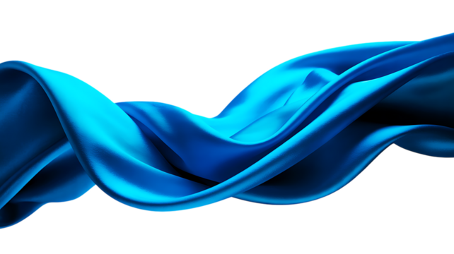 Bright Blue Silk Fabric With Flowing Waves graphic isolated on a transparent background