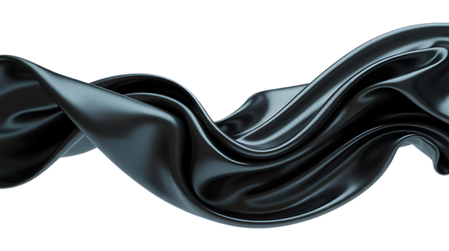 Dark Gray Satin Fabric With Subtle Waves flowing isolated on a transparent background