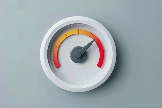 Minimal gauge icon with needle in orange red zone