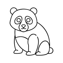 Obraz premium Cute cartoon panda cub sitting, a simple black and white outline drawing, perfect for childrens coloring books or educational materials