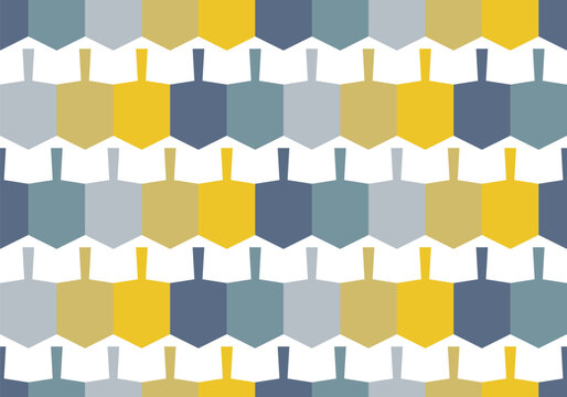 Spinning Dreidel Seamless Pattern. Hanukkah holiday design background
