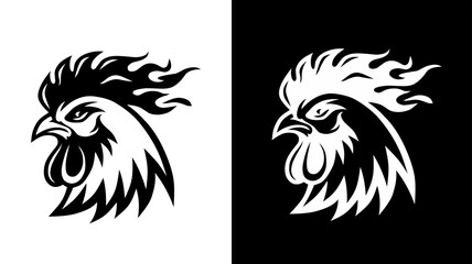 Rooster Head Vector Illustration, Aggressive Cock Logo Design, Poultry Emblem