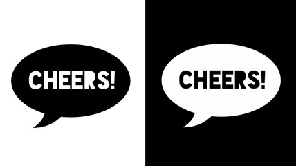 Cheers Speech Bubbles in Black and White for Celebrations and Events