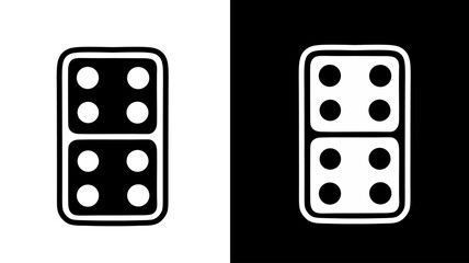 Domino Double Six Monochrome Game Piece Illustration