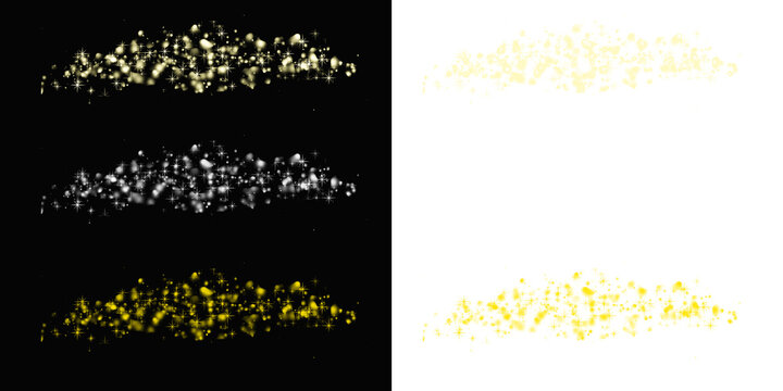 Golden twinkling glitter dust and glowing star particle trails create a magical and festive atmosphere perfect for celebrations and design