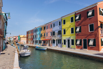 Burano island colorful houses lining a Venice canal