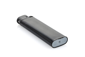 Gas lighter black color isolated on white background. Close-up