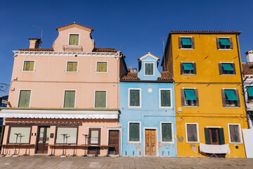 Burano island colorful houses in Venice Italy