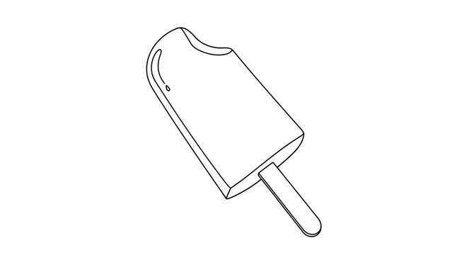 Line drawing of a popsicle with a bite taken out of it.
