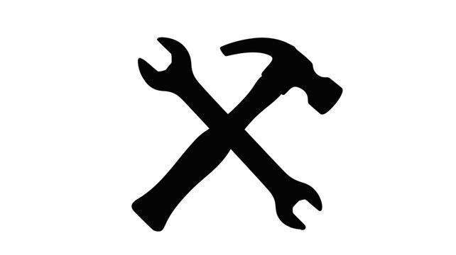 Home improvement design featuring crossed hammer and wrench for repair services emblem or logo