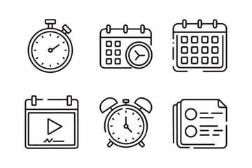 Obraz premium Collection of hand drawn icons representing time management and planning