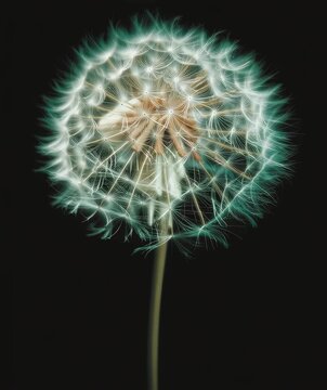 Una fotograf&iacute;a art&iacute;stica de un diente de le&oacute;n en primer plano, con un fondo negro.