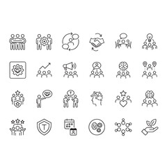 Fototapeta premium Business Strategy Thin Line Icons Black and White Vector Set