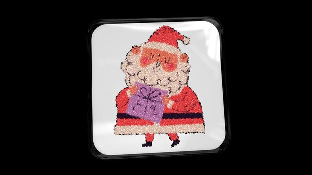 Animated Floating Sticker - Christmas Santa with Gift, Transparent Alpha Channel, Exclusive

