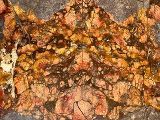 High-Detail Orange and Black Marble Texture with Dense Mineral Patterns for Modern Design and Background Use