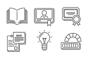 Online education and learning icons set