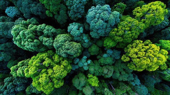 Lush Forest Aerial View with Dense Green Canopy - Powered by Adobe