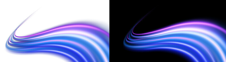 PNG image of Abstract light trails in blue and purple create a dynamic and modern background perfect for technology presentations or futuristic designs with a sleek aesthetic on transparent background