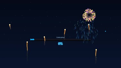High quality design element video showcasing colorful fireworks display with celebration theme in a digital setting