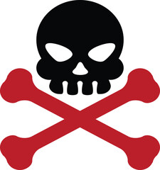Skull and crossbones icon. Hazard warning symbol. Graphic design for danger and caution concepts.