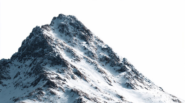 Snowy mountain peak with rocky terrain during bright daylight