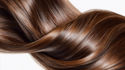 Beautiful wavy brown hair displayed on a white background