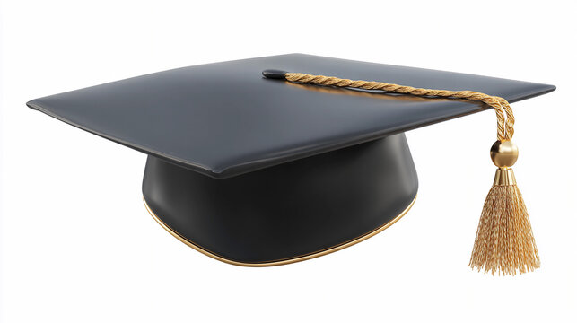 Graduation cap with gold tassel ready for the ceremony celebration