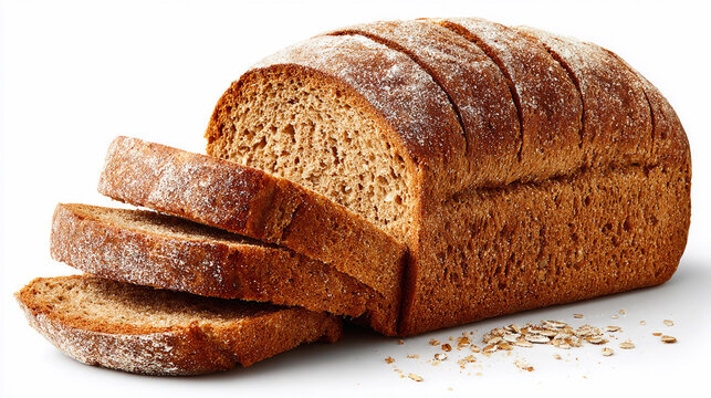 Freshly baked whole grain bread loaf with sliced pieces
