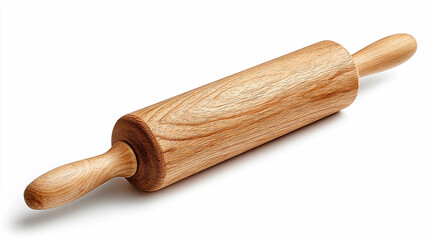 Wooden rolling pin on a light background for baking tasks