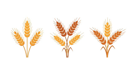 Obraz premium Three sheaves of golden wheat stalks are displayed in an isolated illustration