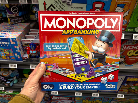 Monopoly App Banking Board Game Box on Store Shelf