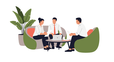 Team meeting collaboration in modern office environment with minimalist design