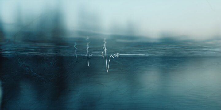 A faint heartbeat line glows on a blurred, blue-tinted background, evoking life, fragility, and medical urgency. The image conveys tension, emotion, and cinematic realism.